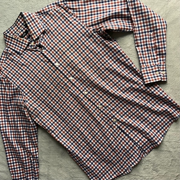 Hugo Boss Other - Hugo Boss Men's Miles US Sharp Fit Button Dress Shirt Red White Blue Check